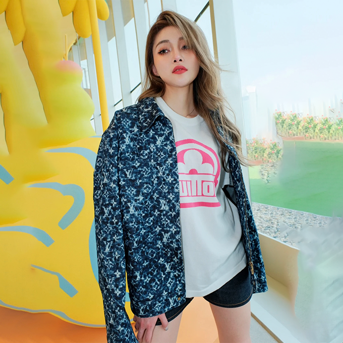 9a+ quality lv louis vuitton pink logo knit t shirt